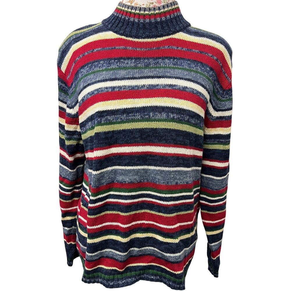 🌈 Tiara Int’l 2003 Striped Sweater M Vintage Y2K Multicolor Knit